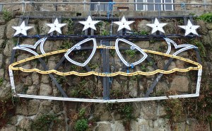 Stargazy pie Christmas lights, Cornwall