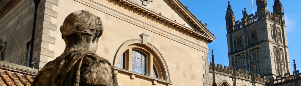 Bath Abbey from the Roman Baths UK