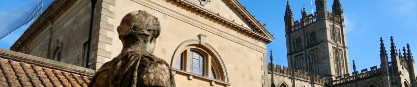 Bath Abbey from the Roman Baths UK